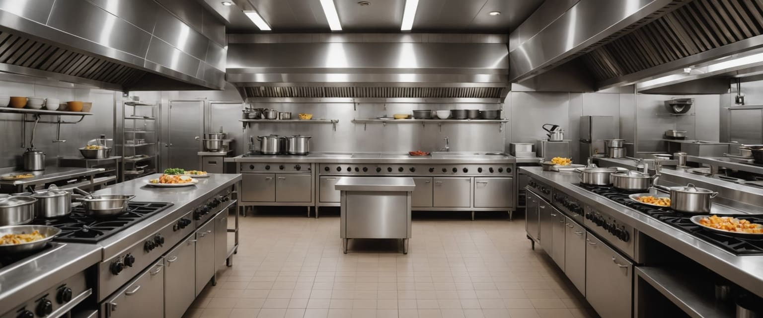 Commercial kitchen gallery hero showing multiple stainless steel fabrication and installation environments