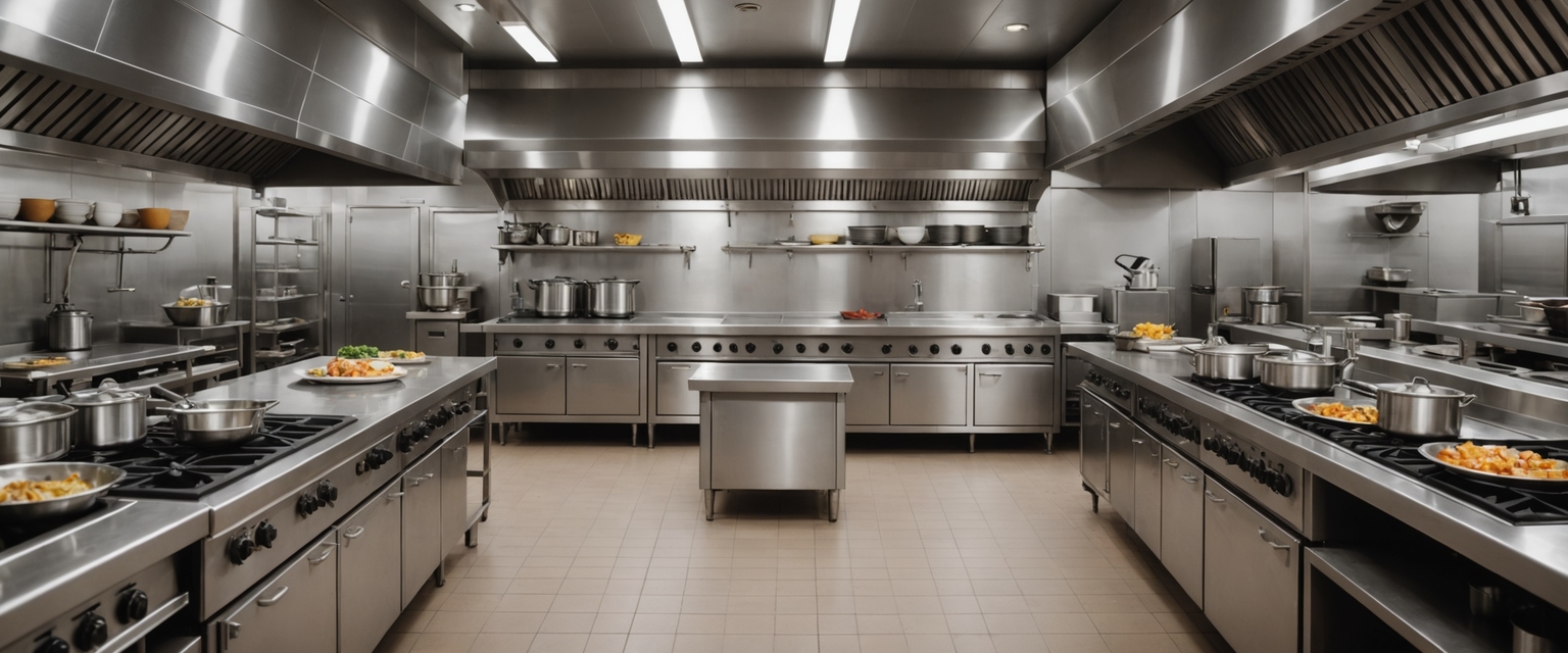 Commercial kitchen gallery hero showing multiple stainless steel fabrication and installation environments
